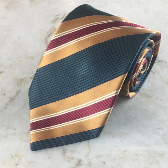 HENRY JACOBSON SILK BLEND REGIMENT STRIPE NECKTIE - Picture 12 of 15